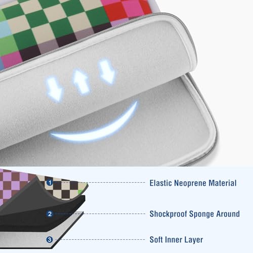 MOSISO Laptop Case 13.3 inch, 13-13.3 inch Laptop Sleeve Compatible with MacBook Neo/Air 13.6/Pro 13/Pro 14, HP Dell ASUS Lenovo, Neoprene Computer Sleeve with Small Case, Colorful Checkerboard