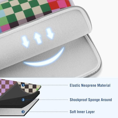MOSISO Laptop Case 13.3 inch, 13-13.3 inch Laptop Sleeve Compatible with MacBook Neo/Air 13.6/Pro 13/Pro 14, HP Dell ASUS Lenovo, Neoprene Computer Sleeve with Small Case, Colorful Checkerboard