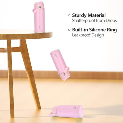 18oz Kids Insulated Water Bottle with Straw Lid & Silicone Handle,Kids Leak Proof Water Bottle for School Boys Girls,Double Wall Vacuum Stainless Steel with Non-slip Silicone Base(LightPink) - color: Light Pink, size: 18 Ounces