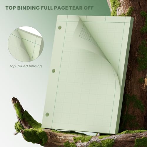 Engineering Notebook, 6 Pcs Engineering Paper 8.5 x 11, 5x5 Quad Ruled | Top Glue Binding Engineering Computation Pad 8.5 x 11, 3-Hole Punched Grid Paper, Graph Paper Notebook 100 Sheets Per Pad - style: 6 Pack - 600 Sheets
