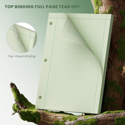 Engineering Notebook, 6 Pcs Engineering Paper 8.5 x 11, 5x5 Quad Ruled | Top Glue Binding Engineering Computation Pad 8.5 x 11, 3-Hole Punched Grid Paper, Graph Paper Notebook 100 Sheets Per Pad - style: 6 Pack - 600 Sheets