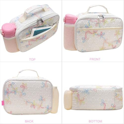 RHCPFOVR Kids Lunch Bag - Insulated Lunch Box for Boys Girls,Washable Lunch Bag and Reusable Toddler Leak-proof Lunchbox for School and Daycare - color: Beige Embroidery