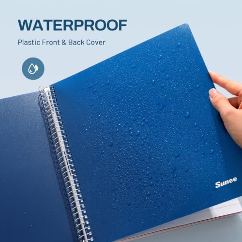 SUNEE 5 Subject Notebook College Ruled - 400 Pages, 9"x11", 5 Pocket Colored Dividers, 3-Hole Punched Paper, Dark Blue - color: Dark Blue, style: College Ruled
