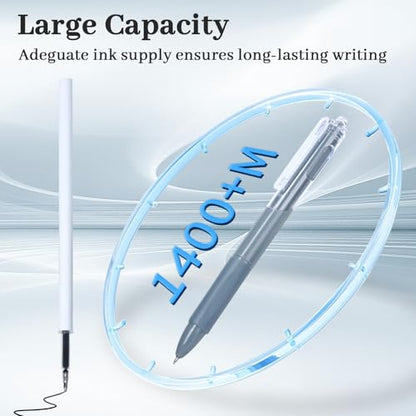 50 Pack Gel Pens Bulk, 0.5mm Fine Point Blue Barrel with Black Ink | Retractable, No Smear, No Bleed, Quick Dry Smooth Writing Click Pens for Studying, Journaling, Office and Everyday Use - color: Dusty Blue-50pieces