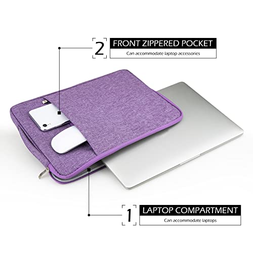 14 Inch Laptop Sleeve Case Water-Resistant Protecive Bag with Front Pocket Retractable Handle Notebook Carrying Case for 14 Inch Chromebook Notebook,Purple - color: Purple, size: 14"