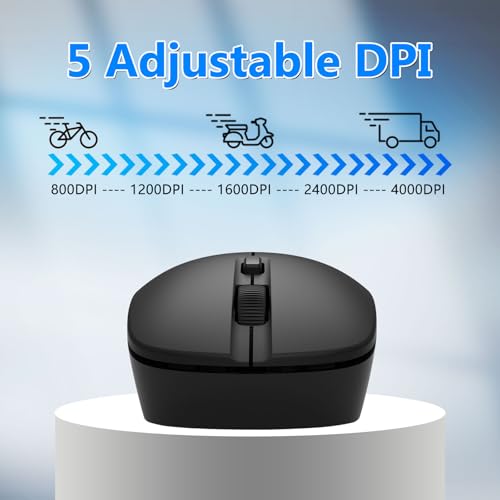 E-YOOSO Wireless Bluetooth Mouse, Compact Mini Portable Ambidextrous Computer Mouse, Smooth Tracking & 5 Adjustable DPI up to 4000 for PC, Laptop, iPad, MacBook & Apple Devices (Black)