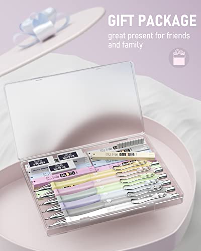 Nicpro 6PCS Pastel Mechanical Pencil Set 0.5 mm, Cute Mechanical Pencils with Comfort Grip with 12 Tubes HB Lead Refill, 3 Eraser, 9 Eraser Refills for Student Writing, Drawing, Sketching- with Case - size: 0.5