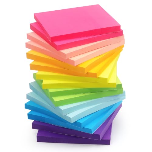 Early Buy Sticky Notes 3x3 in, 16 Pads, 8 Bright Color, 60 Sheets/Pad | Neon-Colored Self-Adhesive Note - color: 16 Pads 60sheets