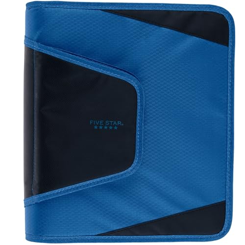 Five Star Zipper Binder, 1-1/2 Inch 3-Ring Binder with Round Rings, 3-Pocket Expanding File, 500 Sheet Capacity, Blue (72202) - color: Blue