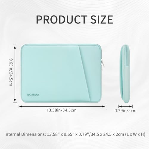 RAINYEAR Laptop Sleeve Case with Front Pocket, 13.3 Inch Protective Portable Case Briefcase Laptop Carrying Bag Compatible with 13.3-14 Inch Laptop PC, 14 Inch MacBook Pro M5 M4 M3 M2 M1, Mint Green - color: Mint Green, size: 13.3-14 inch