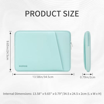 RAINYEAR Laptop Sleeve Case with Front Pocket, 13.3 Inch Protective Portable Case Briefcase Laptop Carrying Bag Compatible with 13.3-14 Inch Laptop PC, 14 Inch MacBook Pro M5 M4 M3 M2 M1, Mint Green - color: Mint Green, size: 13.3-14 inch