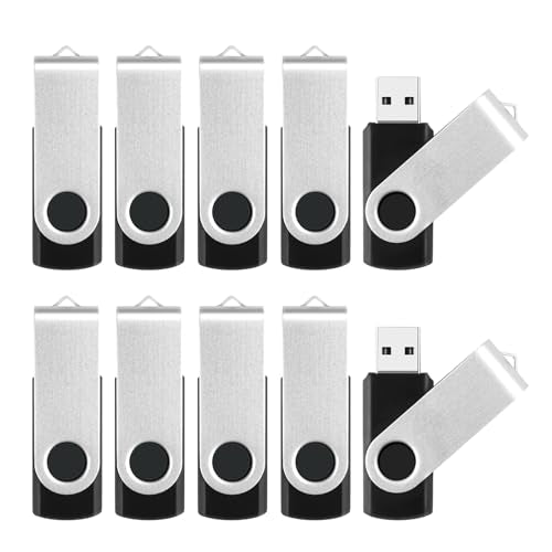 512MB Flash Drive 10 Pack, Bulk USB 2.0 Thumb Drives Pendrive Memory Sticks with Lanyards, Swivel USB Storage Flash Drive Photo Memoirs Data Transfer and Backup Zip Jump Drives Office Supplies - color: 10 Pack Black, size: 512MB