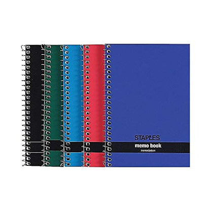STAPLES Memo Pads, 4” x 6”, College Ruled, Assorted Colors, 50 Sheets/Pad, 5‑Pack