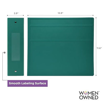 Carstens 4-Inch Heavy Duty 3-Ring Binder - Side Opening, Teal, Durable Plastic, Precision No-Gap Rings, Waterproof Cover, No Pockets, Holds 600 US Letter Sheets, BPA-Free, Made in USA (1847-3R) - color: Teal, size: Individual