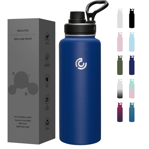 Sports Water Bottle 40oz, Insulated Water Bottle with Handle,Stainless Steel,Simple Modern,Suitable for Travel, School, Boy, Girl(Cobalt) - color: Cobalt, size: 40 Ounces