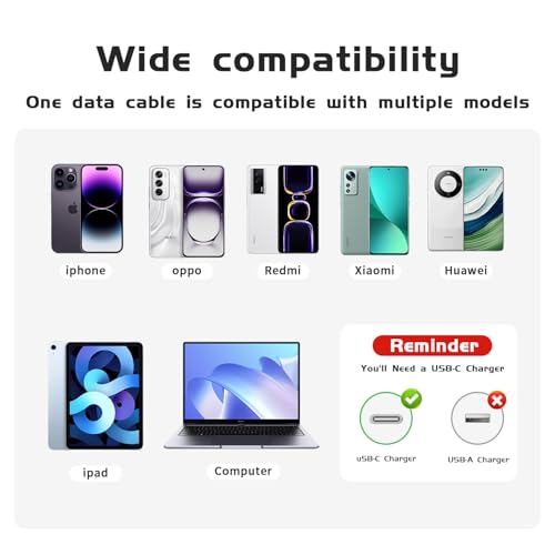 USB C Cable 5-Pack (2×6FT, 3×3FT), 60W PD Fast Charging USB-C to USB-C Cable, Compatible with iPhone 17/17 Pro, MacBook, iPad, Samsung Galaxy S25, for Home & Travel
