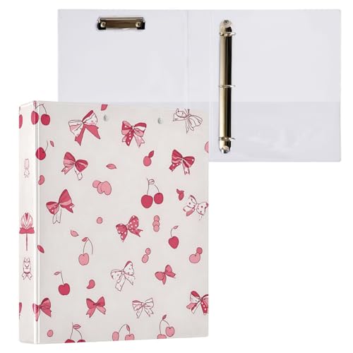 3 Ring Binder Bows and Cherries 1.5 inch Binders Three Ring Binders with Clipboard Hold 200 Sheets for Office Supplies - color: Bows and Cherries