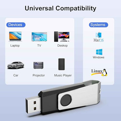 TOPESEL 128GB Flash Drive USB 2.0 Storage Thumb Drives Memory Stick with LED Indicator, Swivel Metal Photo Stick Pendrive Jump Drives Memoria USB Drive Zip Data Storage School Office Supplies - size: Single 128GB USB 2.0
