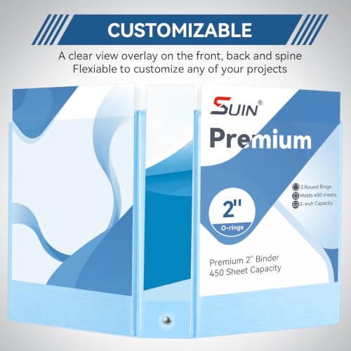 SUIN 2-Inch 3-Ring Binders with 2 Interior Pockets, Heavy Duty Clear View Presentation Binder Holds 425 Sheets Letter Size, Office School Home,6 Pack (Brushed Pastel) - color: Brushed Pastel