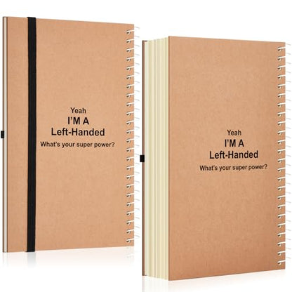 Jutom 2 Pcs Left Handed Notebooks 5 x 8 Inches, Lefty Spiral Wire Bound Journal 100 Pages Ruled, Hard Cover Notebook for Back to School Supplies, Classroom Essentials, Gifts for Left Handers(Natural)