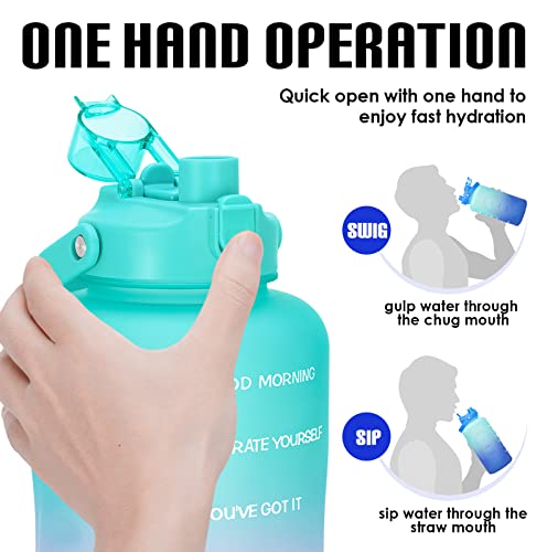 HydroPal 1 Gallon Water Bottles with Straw, 128 oz Water Bottle BPA Free Innovative 2-IN-1 Lid Gym Bottle with Times to Drink Motivational, Large for Sports Fitness Camping Water Jug （13.8X5.5 inch） - color: Fantasy Forest