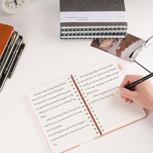 Spiral Notebooks Journal for Women Men 12 Pack Bulk Leather Hardcover with Pen Holder A5 160 Pages 100 GSM Thick Paper for Work School Lined Navy Blue - color: Navy Blue