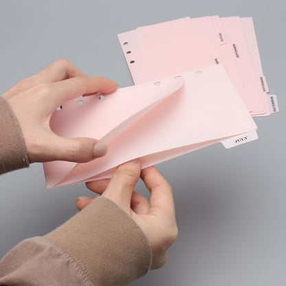 Mogoostry 12pcs Pink A6 Binder Pockets Cash Envelopes Pink Divider Pocket with 6Tabs and Label Sticker A6 Budget Sheet Sleeves Two Pockets Folder Binder Inserts Money Organizer - color: 12pcs Pink Envelope