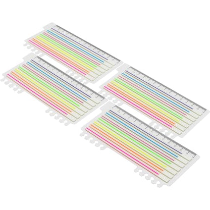 Lined Transparent Sticky Strips Assorted Colors, 0.235 x 5.5 Inch Long Highlighter Flag Tabs Index, Easy to Post, 4 Ruler Dispensers, 560 Pages Total