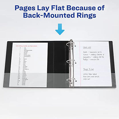 Avery Heavy-Duty View 3 Ring Binder, 2" One Touch Slant Rings, 530-Sheet Capacity, 2.8 Inch Wide Spine, Great for Home, School Supplies, Office, or Organization Needs, 1 Black Binder (05500) - size: 2"