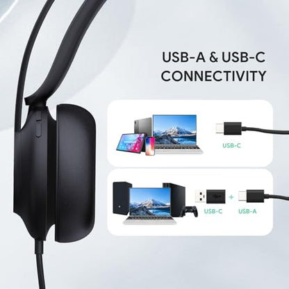 Yealink UH37 Professional USB Headset with Microphone for PC Laptop Noise Cancelling & Volume Control VoIP Skype Online Conference(USB-C/A) - color: Mono, style: UC Optimized