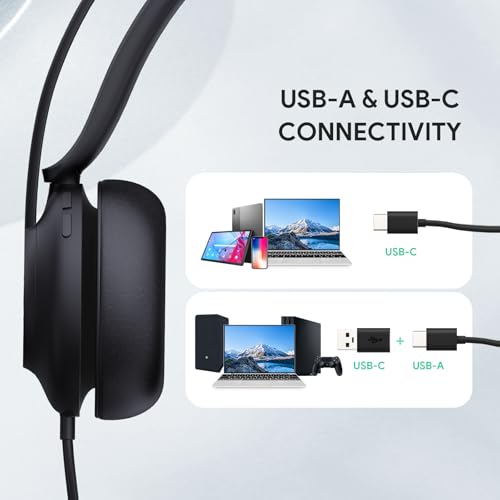 Yealink USB Wired Mono Headset,UH37 Computer Headset with Noise Cancelling Microphone,USB-A/C Call Center Headset for Teams,Zoom,Computer PC Laptop - color: Black,Mono, style: Teams Certified