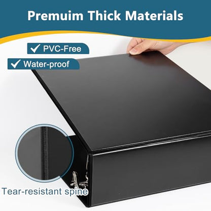 CIXILDTS 4" 3 Ring Binder, Standard 4-Inch Slant-D Ring Binder Fit Letter Size Paper, Presentation View Binders, 2 Packs, Black - color: Black, size: 4", style: 2-Pack