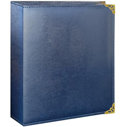 Large 2 Inch D-Ring 3 Ring Binder, Faux Leather, Blue | Faux leather inside and out; large cover fits 8.5 x 11 paper, sheet protectors, dividers, certificates, and files. - color: Blue, size: 2 Inch