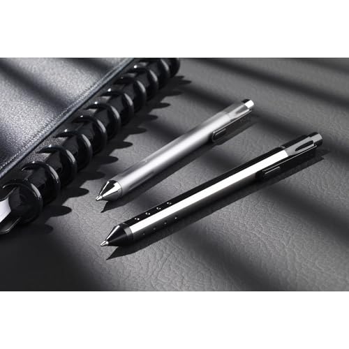 TUL® Fine Writing Solid Metal Barrel Ballpoint Pen With 2 Refills, Medium Point, 1.0 mm, Silver Barrel, Assorted Ink Colors