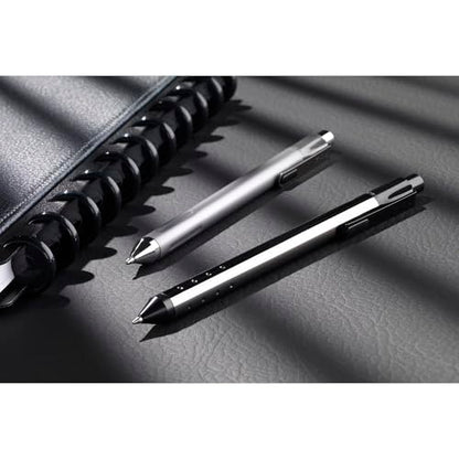 TUL® Fine Writing Solid Metal Barrel Ballpoint Pen With 2 Refills, Medium Point, 1.0 mm, Silver Barrel, Assorted Ink Colors