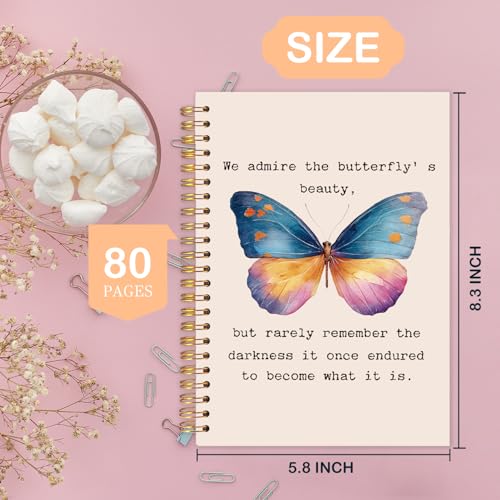 Inspirational Gifts for Women Butterfly Spiral Notebook, Inspirational christian Journal, Motivational Spiral Scripture Notebook for Note Taking,Hardcover Spiral Journal Notebook 5.5x8.3 Inch - color: Butterfly
