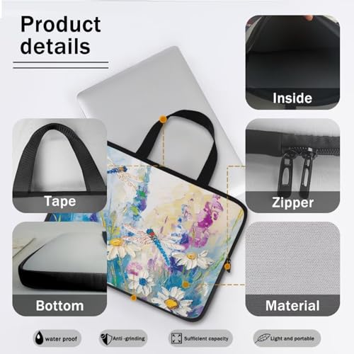 Computer Shoulder Bags for Laptops Laptop Briefcases Casual Business Briefcase - color: Daisy Dragonfly, size: 17inch