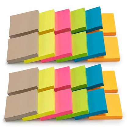 M&G 24 Pads Sticky Notes 3x3 Inch Self Sticky Notes 6 Bright Colors Easy to Stick Office and School Supplies for Home, Desk, and Notebook Use, 100 Sheets/Pad - style: Bright 6 Colors（2400 Sheets）