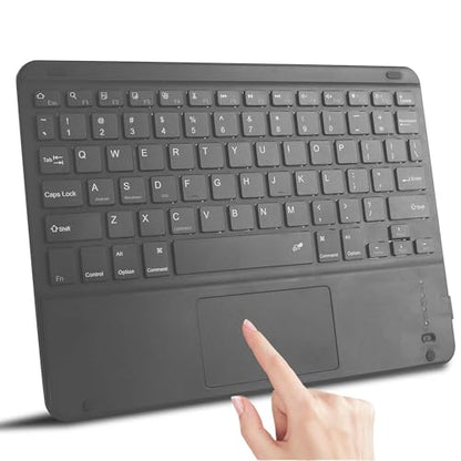 Wireless Bluetooth Keyboard, Ultra Slim Rechargeable Small Portable with Touchpad 10 Inch Wireless Keyboard, for Tablet Laptop Smartphone iOS Android Windows, Adult College Student Kids Gift(Black)