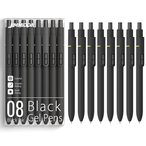 0.7mm Gel Pens Black Ink, 8 Pack Retractable Pens with Fidget Clip | Medium Point Smooth Writing, Quick-Drying, No Smudges, Stress Relief, Journaling, Note Taking, School, Office, Student/Adults - color: Black -8Pcs Black Ink