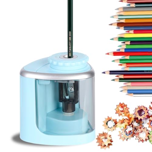 1PCS Pencil Sharpener Battery Operated, Quick Sharpening, Suitable for NO.2/Color Pencils(6-9 mm) Portable Electric Pencil Sharpener(Blue) - color: Blue
