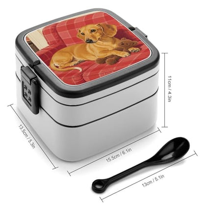 Dachshund Weiner Pet Dog Bento Box Adult Lunch Box Sealed Bento Lunch Boxes Double Layer Bento Boxes Leak Proof Lunch Containers Ideal for Meal Prep, Work, And On The Go Camping