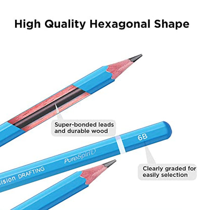 Sketch Pencils for Drawing 6B, 12pcs Professional Art Drawing Pencils for Shading, Sketching & Doodling | Graphite Pencil for Artists & Beginners - style: 6B 12pcs