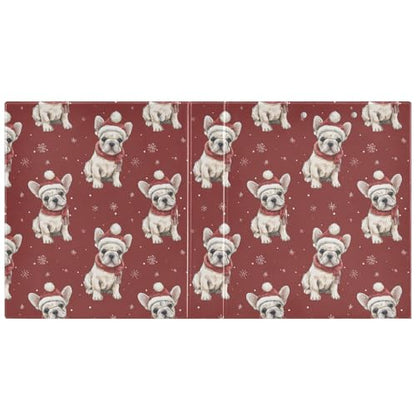 Fustylead Xmas Bulldog Puppy Wear Red Hat and Scarf 3 Ring Binder, D-Rings 1.5" Hardcover Folder, Fits 200 Sheets of A4 Paper, Durable Clipboard & Clean View with Inside Pockets for School Home Office - size: 12.4x10.63x2.36 Inch-2 Pack