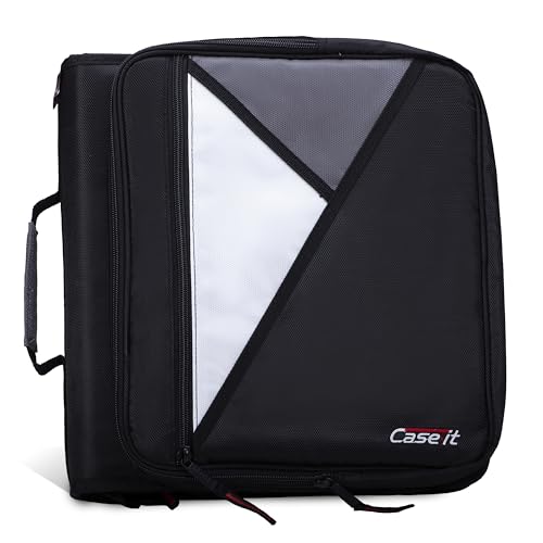 Case-it Universal Zipper Binder | 2-Inch O-Rings, 13-Inch Laptop/Tablet Padded Pocket, 400 Sheet Capacity, Multiple Storage Pockets & Shoulder Strap | School & Office Organizer | LT-007 Jet Black - color: A Jet Black, size: 1 Pack