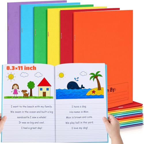 Henoyso 24 Pcs 8.3″ X 11.4″ Primary Composition Notebook K-2 Primary Journal, Notebook for Kids Supplies, Bulk Blank Writing Book for Kid to Write Draw Journal 60 Page (Multicolored) - color: Multicolored, size: 8.3″ X 11.4″