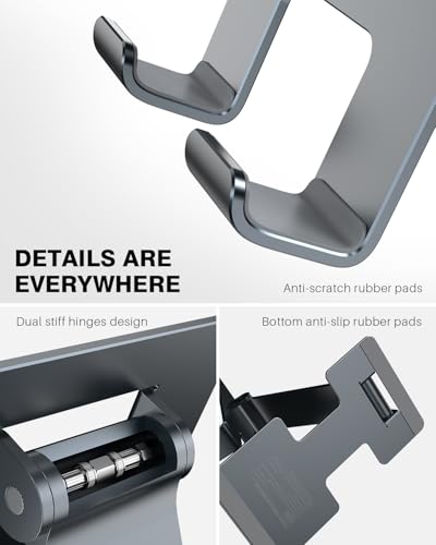 Anozer Tablet Stand,Adjustable Tablet Holder for Desk Foldable | for iPad Stand Dock Holder for iPad Air 5/4/Mini 6/Mini 5/10.2/Pro 12.9/Pro 11,Portable Monitor,Surface (4-13 inch)-Grey