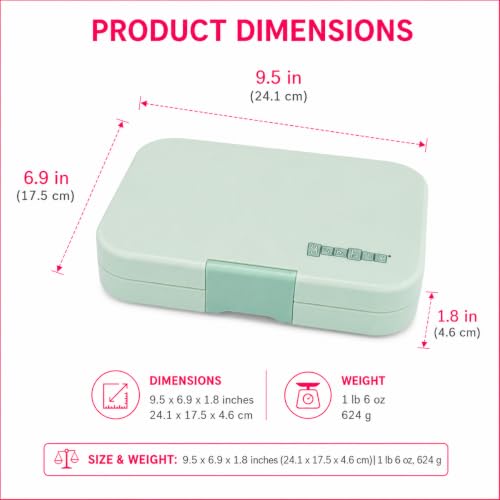 Yumbox Tapas Leakproof Bento Box, 5 Compartments, Pistachio Green | Large Capacity Design | Removable Compartment Tray | Easy-Open Single Latch | Ideal for Teens & Adults | Dishwasher-Safe Tray - color: Pistachio Green Jungle