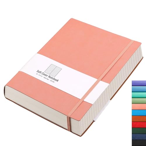 AHGXG Lined Journal Notebook - 320 Numbered Pages Large B5 Thick Journal for Women, 100gsm Thick College Ruled Paper, Faux Leather Softcover, for Work School, 7.6'' X 10''-Pink - color: Pink, size: B5