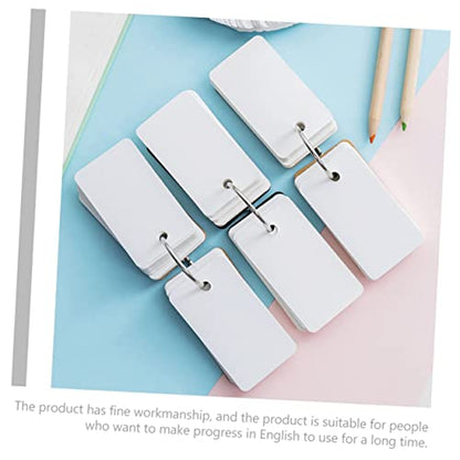 DOITOOL 4pcs Blank Flashcards Notepad with Binder Rings Simple Style Memo Cards for Students Portable Memory Cards for Note Taking and Learning Black Kraft Paper - size: 7.00X4.00X3.00CM